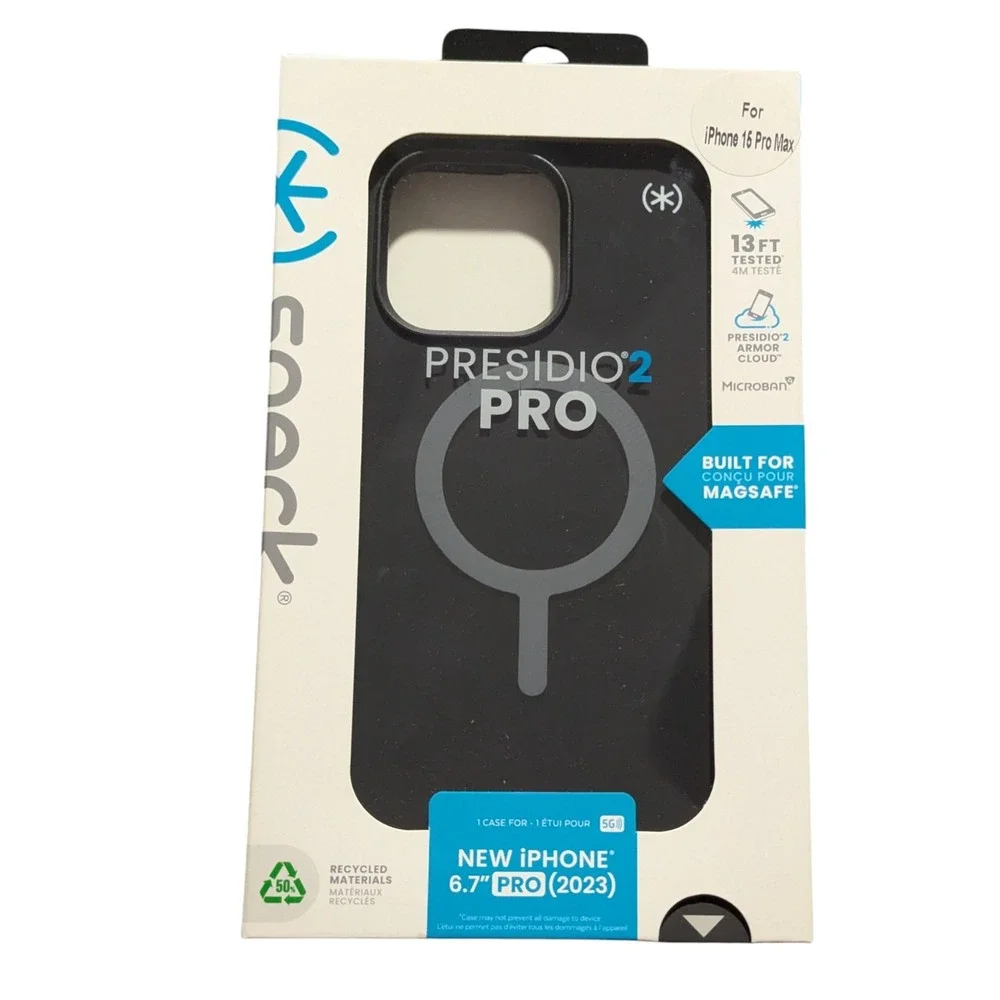 J4. Speck Presidio2‎ Pro with MagSafe Case For iPhone 15 Pro Max - Black